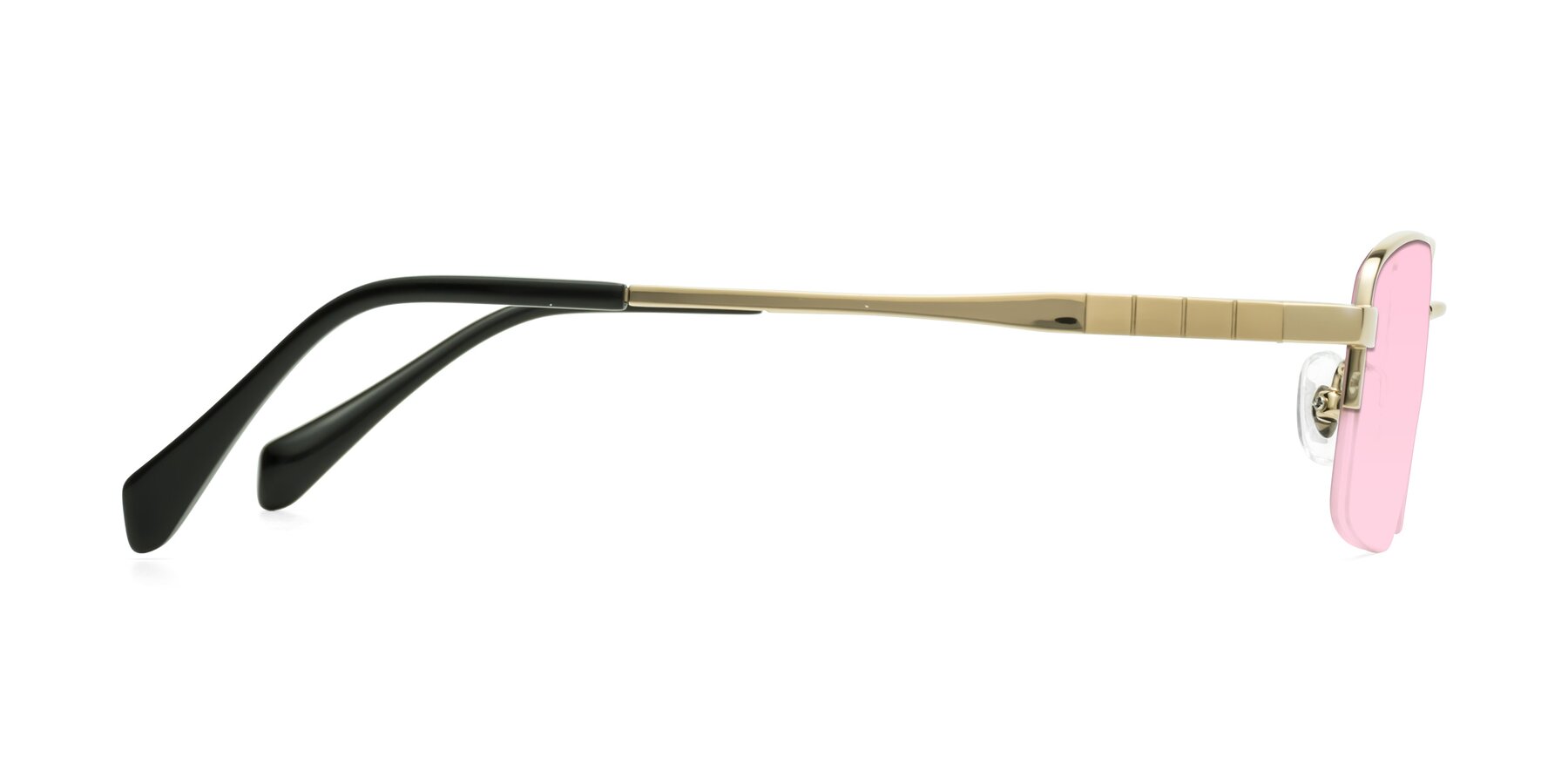 Side of Profile in Gold with Light Pink Tinted Lenses