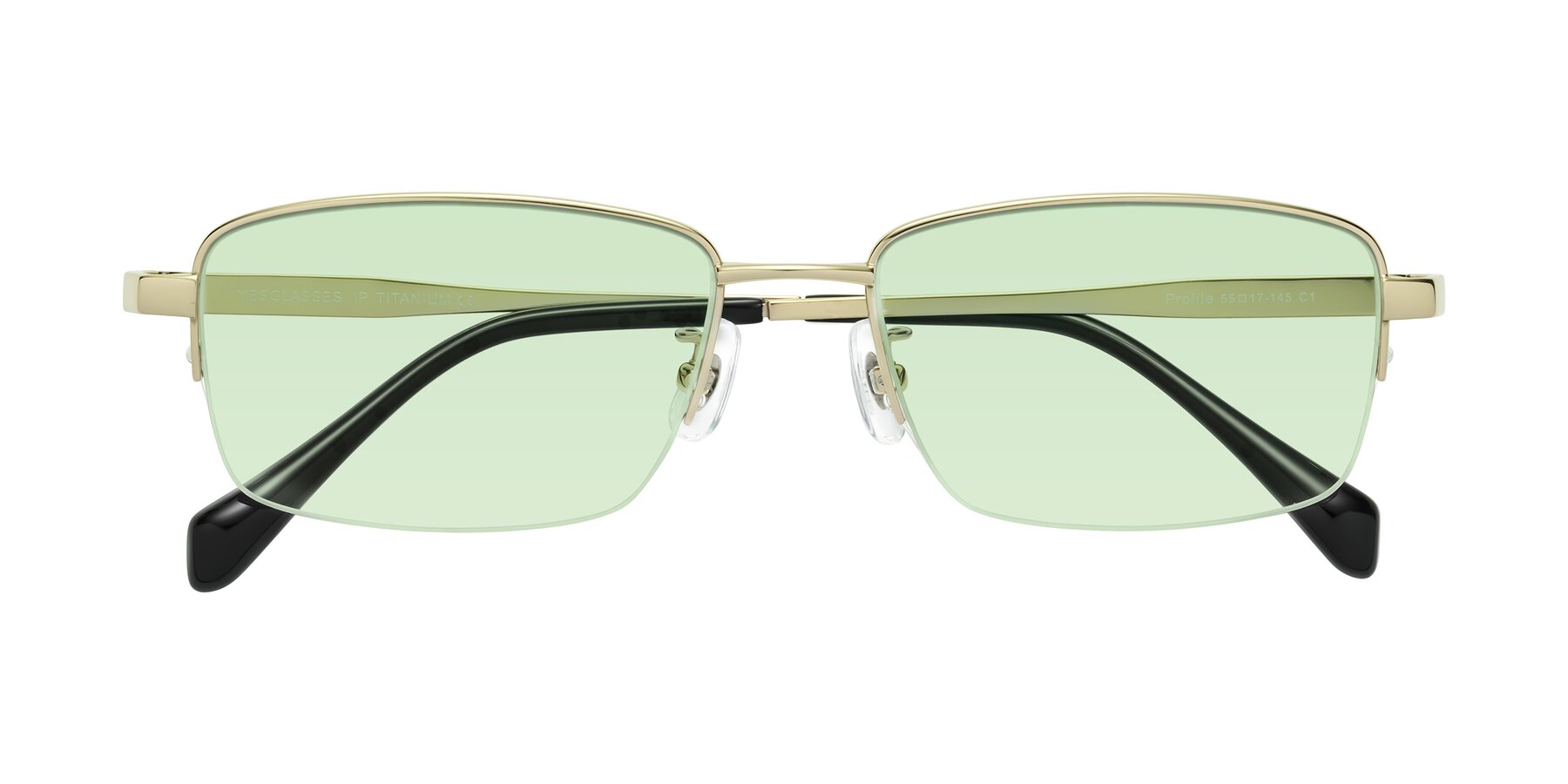 Folded Front of Profile in Gold with Light Green Tinted Lenses