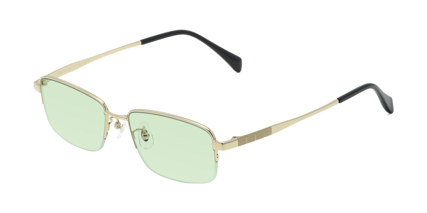 Angle of Profile in Gold with Light Green Tinted Lenses