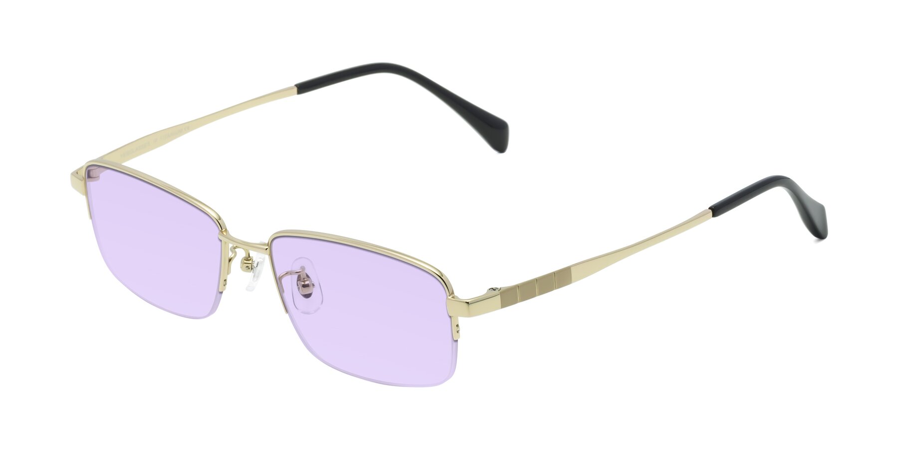 Angle of Profile in Gold with Light Purple Tinted Lenses