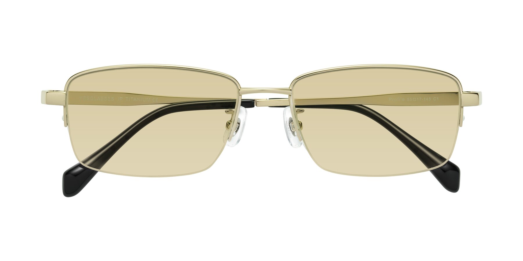 Folded Front of Profile in Gold with Light Champagne Tinted Lenses