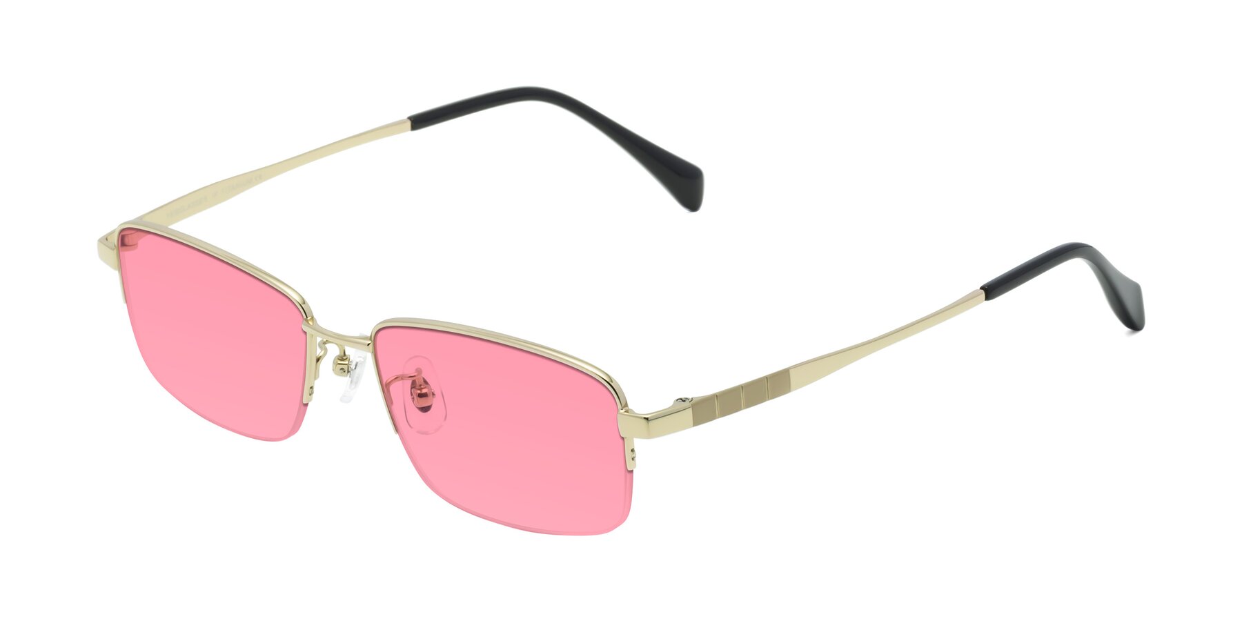 Angle of Profile in Gold with Pink Tinted Lenses