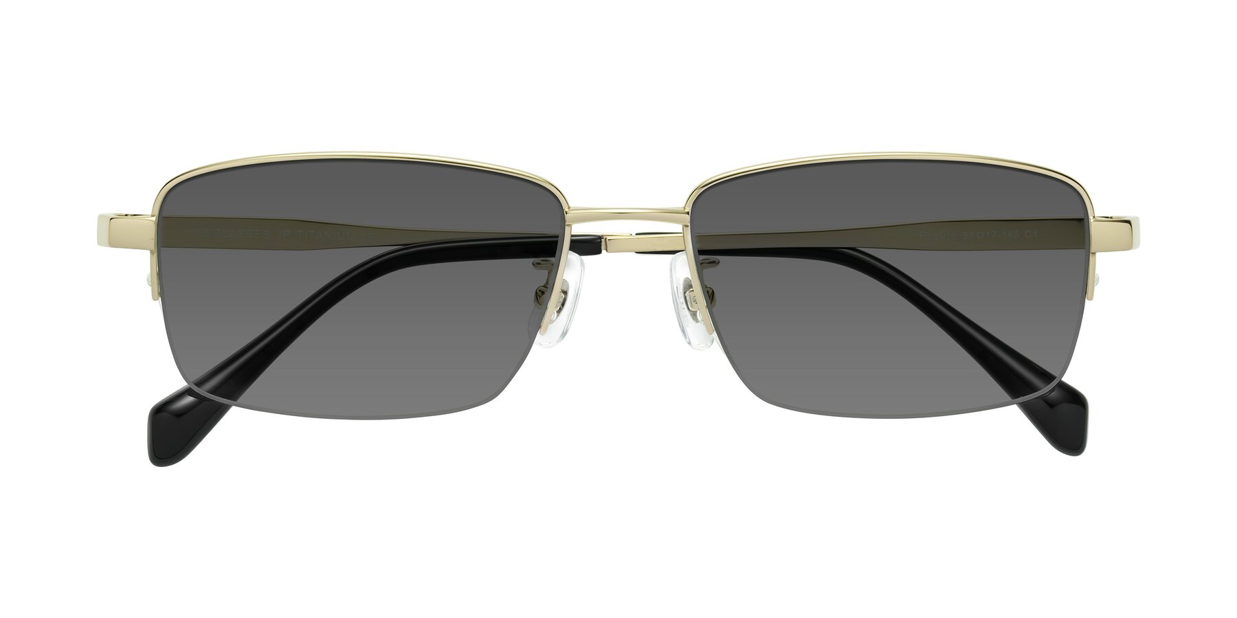 Folded Front of Profile in Gold with Medium Gray Tinted Lenses