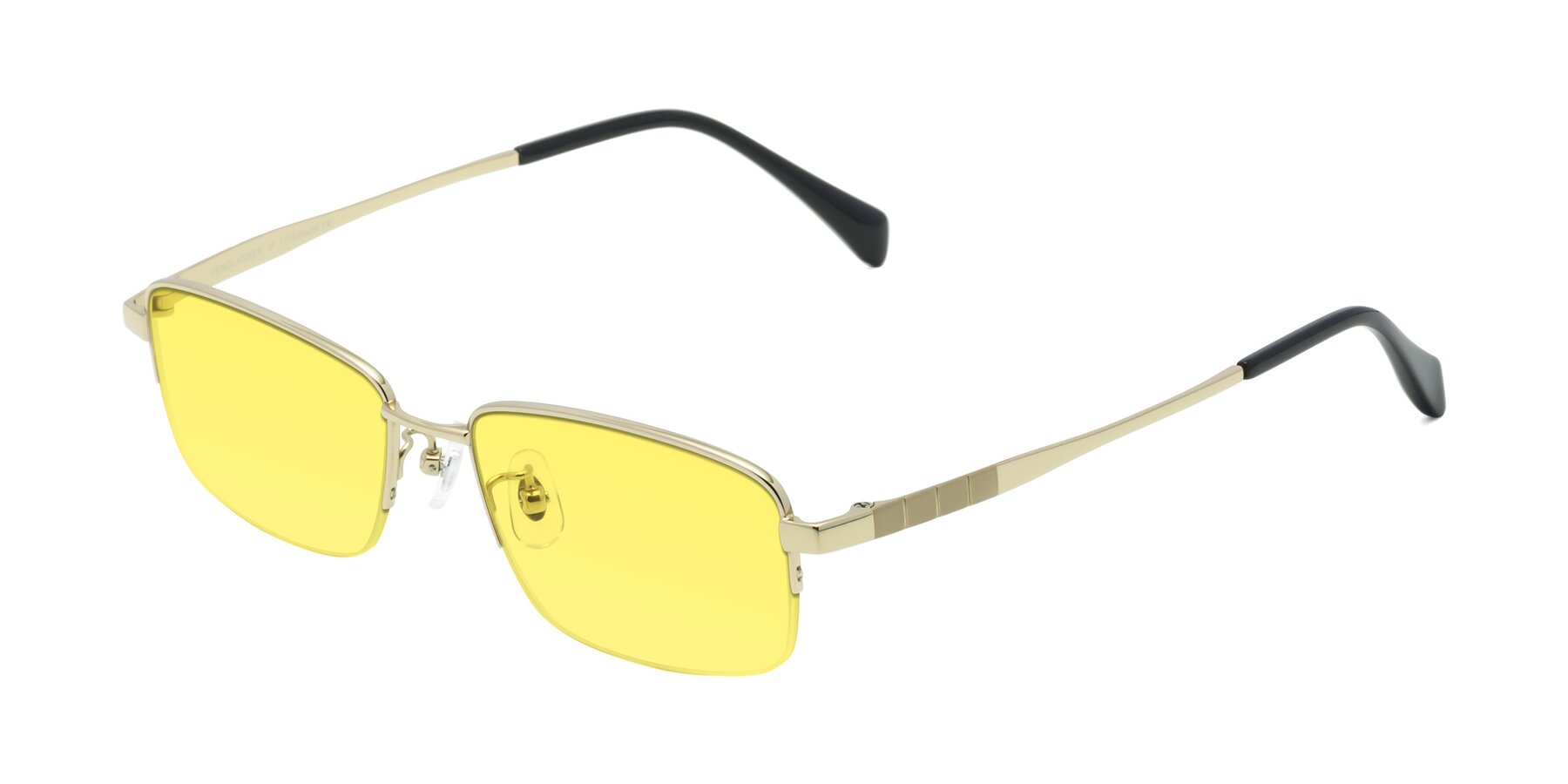 Angle of Profile in Gold with Medium Yellow Tinted Lenses