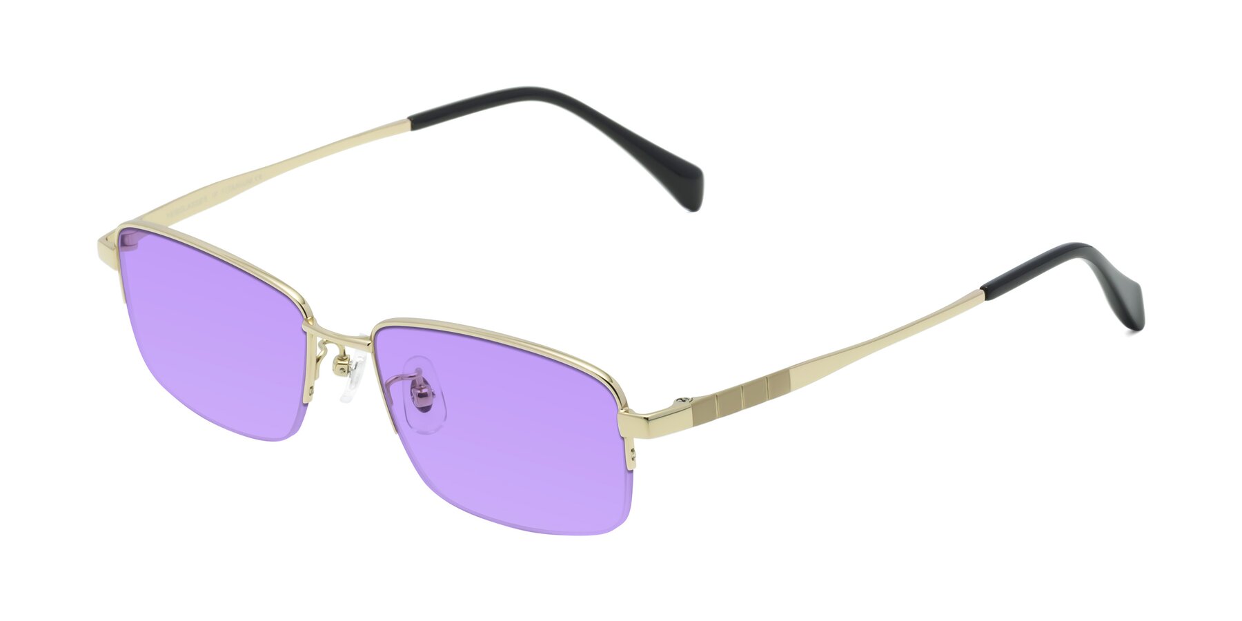 Angle of Profile in Gold with Medium Purple Tinted Lenses