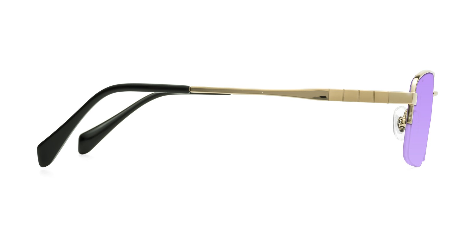 Side of Profile in Gold with Medium Purple Tinted Lenses