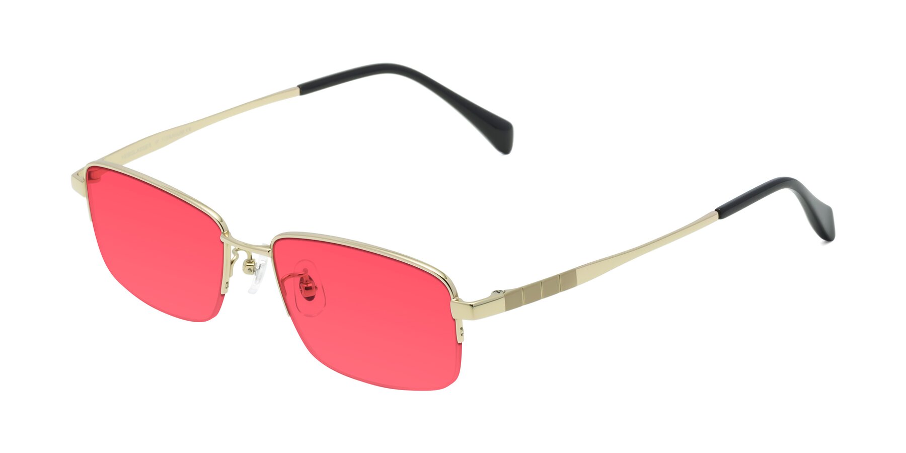 Angle of Profile in Gold with Red Tinted Lenses