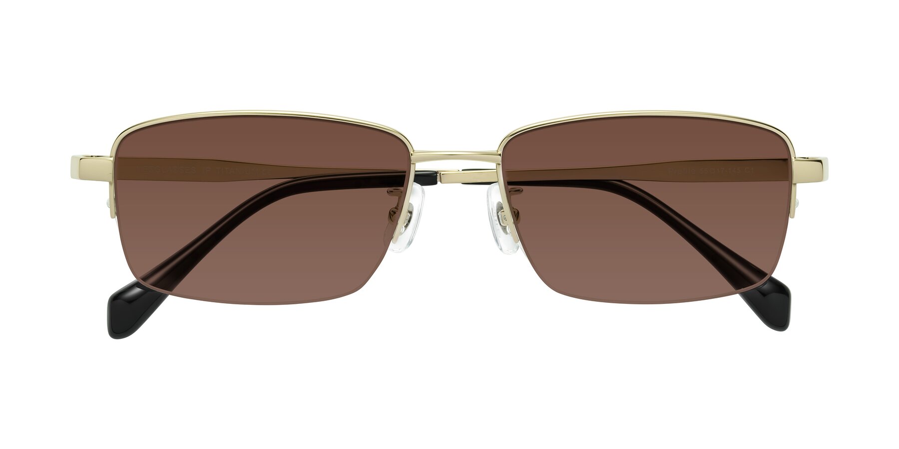 Folded Front of Profile in Gold with Brown Tinted Lenses