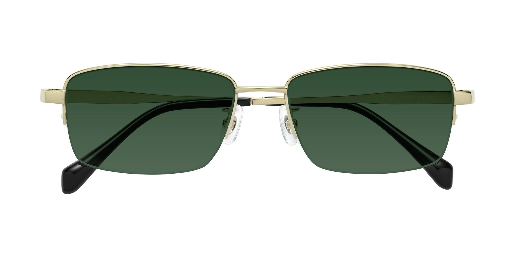 Folded Front of Profile in Gold with Green Tinted Lenses