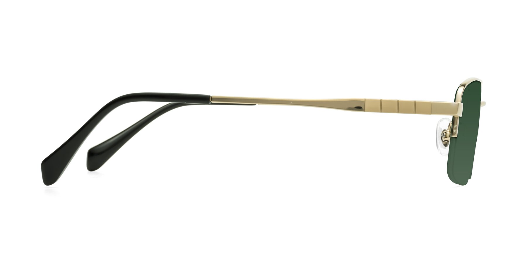 Side of Profile in Gold with Green Tinted Lenses