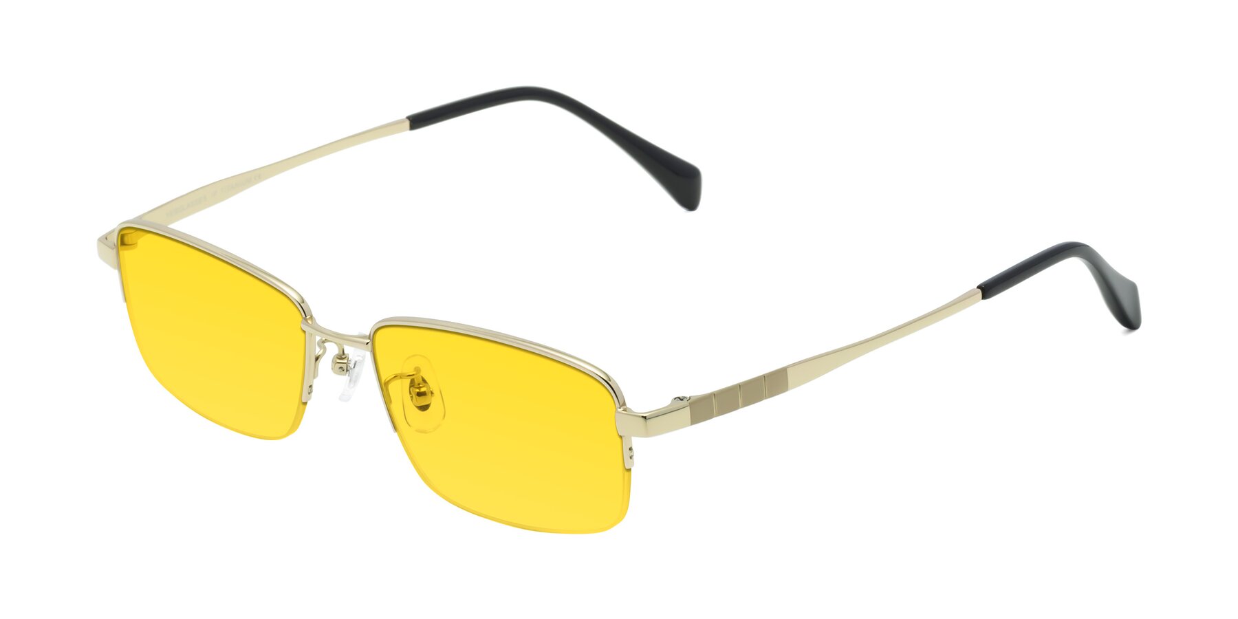 Angle of Profile in Gold with Yellow Tinted Lenses