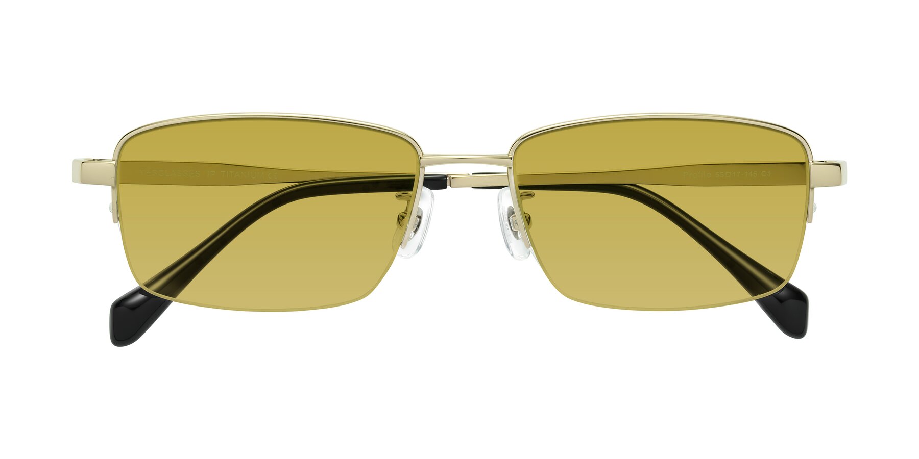 Folded Front of Profile in Gold with Champagne Tinted Lenses