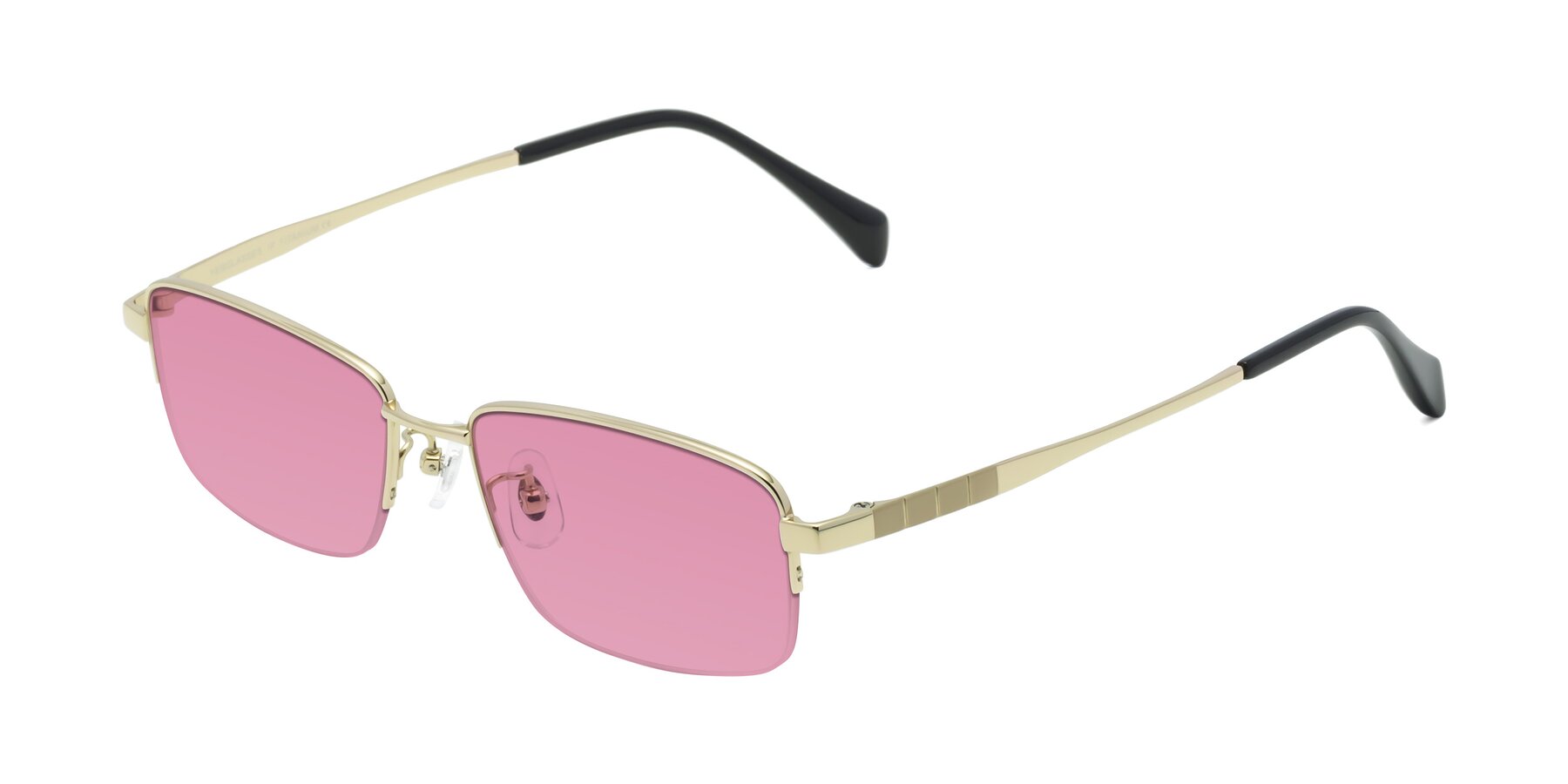 Angle of Profile in Gold with Medium Wine Tinted Lenses