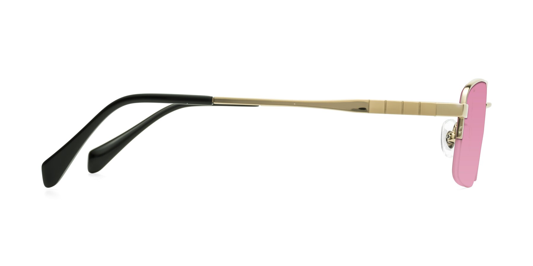 Side of Profile in Gold with Medium Wine Tinted Lenses