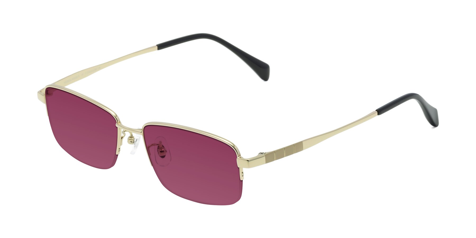 Angle of Profile in Gold with Wine Tinted Lenses