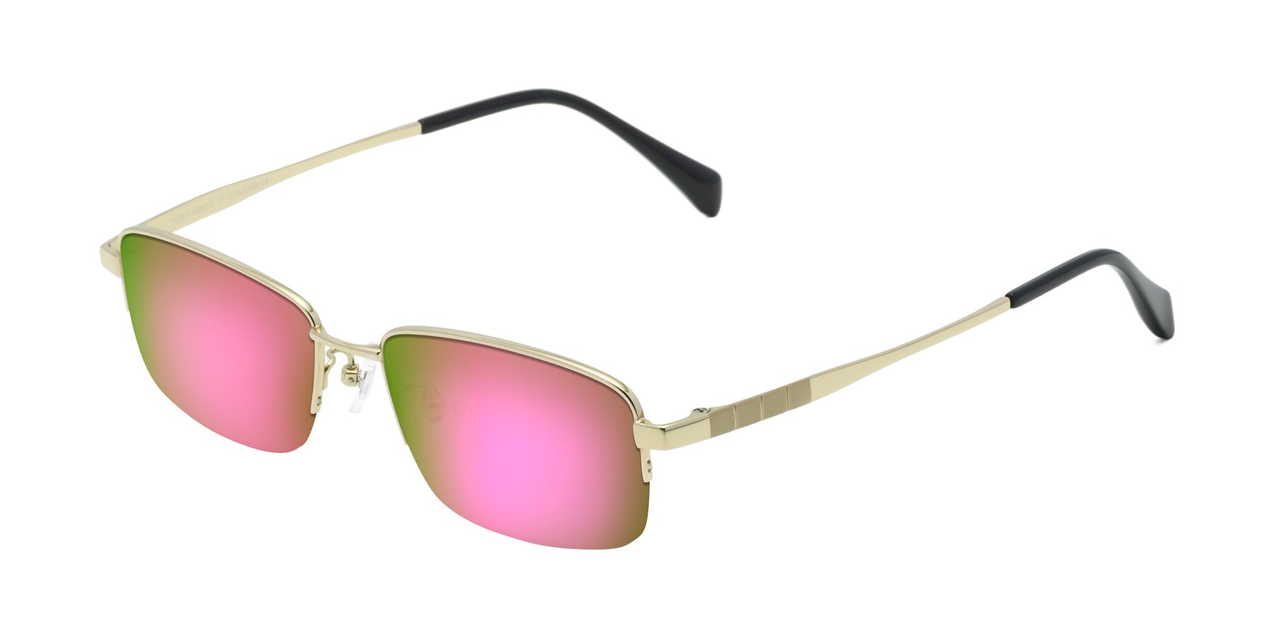 Angle of Profile in Gold with Pink Mirrored Lenses