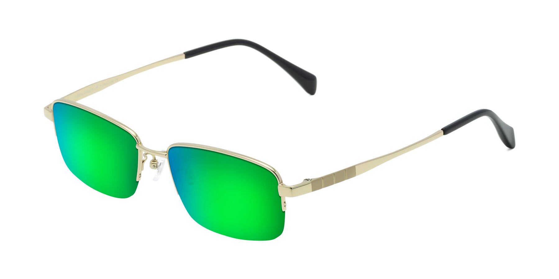 Angle of Profile in Gold with Green Mirrored Lenses