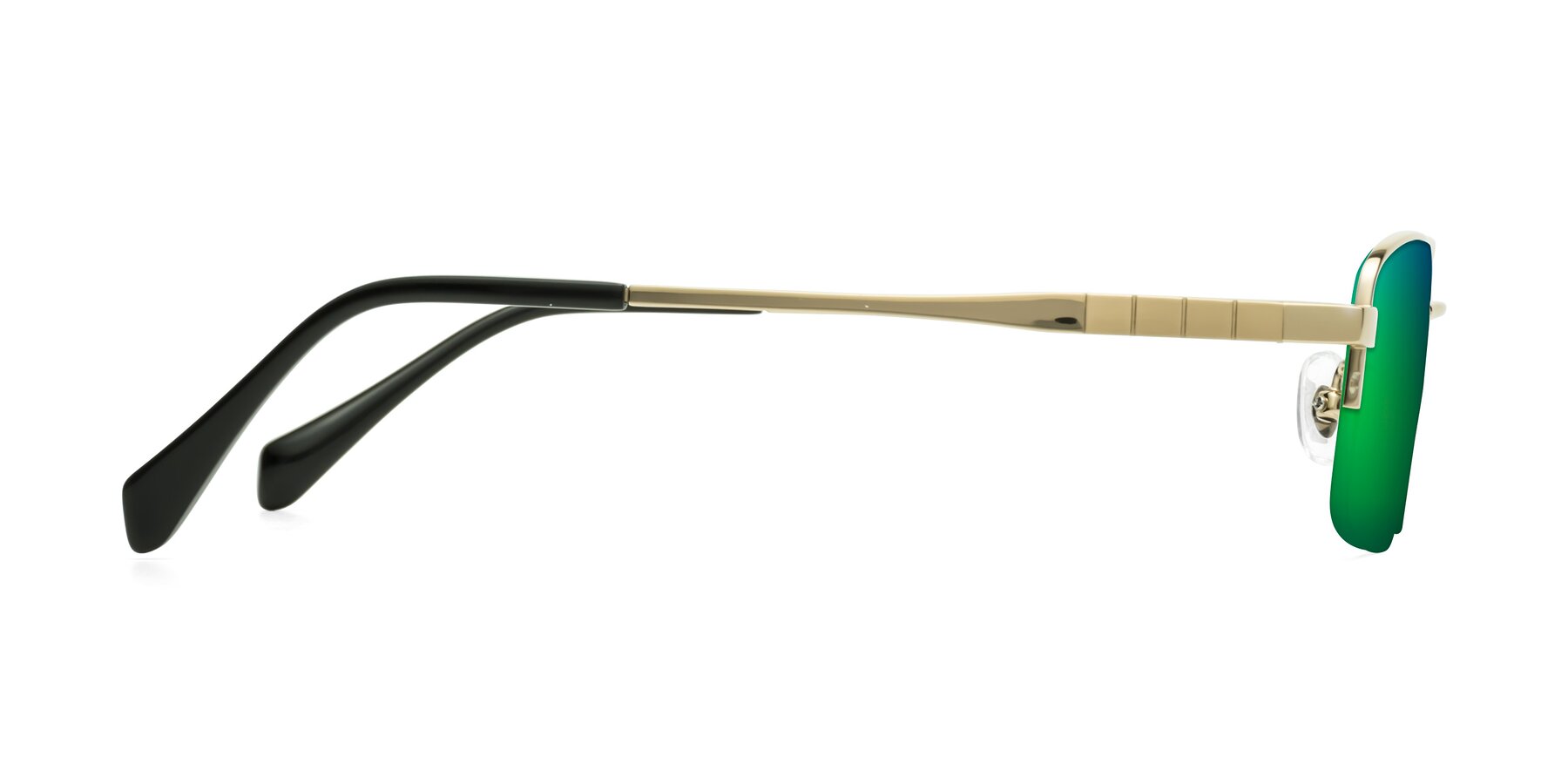 Side of Profile in Gold with Green Mirrored Lenses