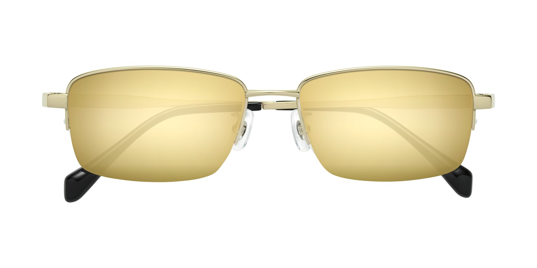 Folded Front of Profile in Gold with Gold Mirrored Lenses