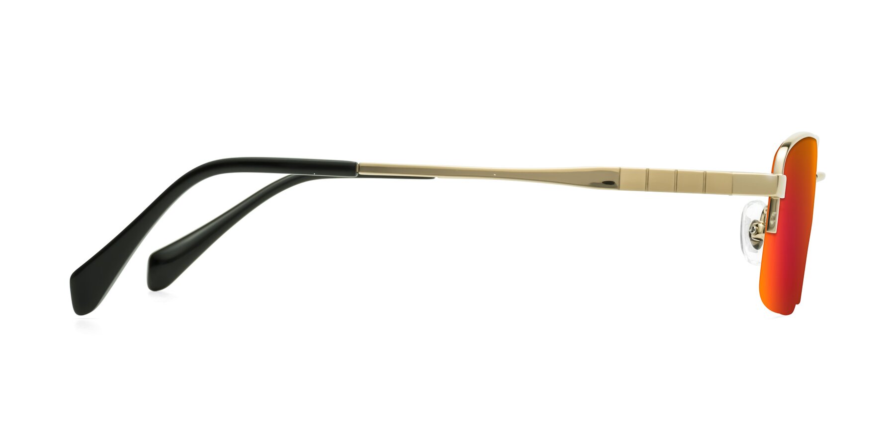 Side of Profile in Gold with Red Gold Mirrored Lenses