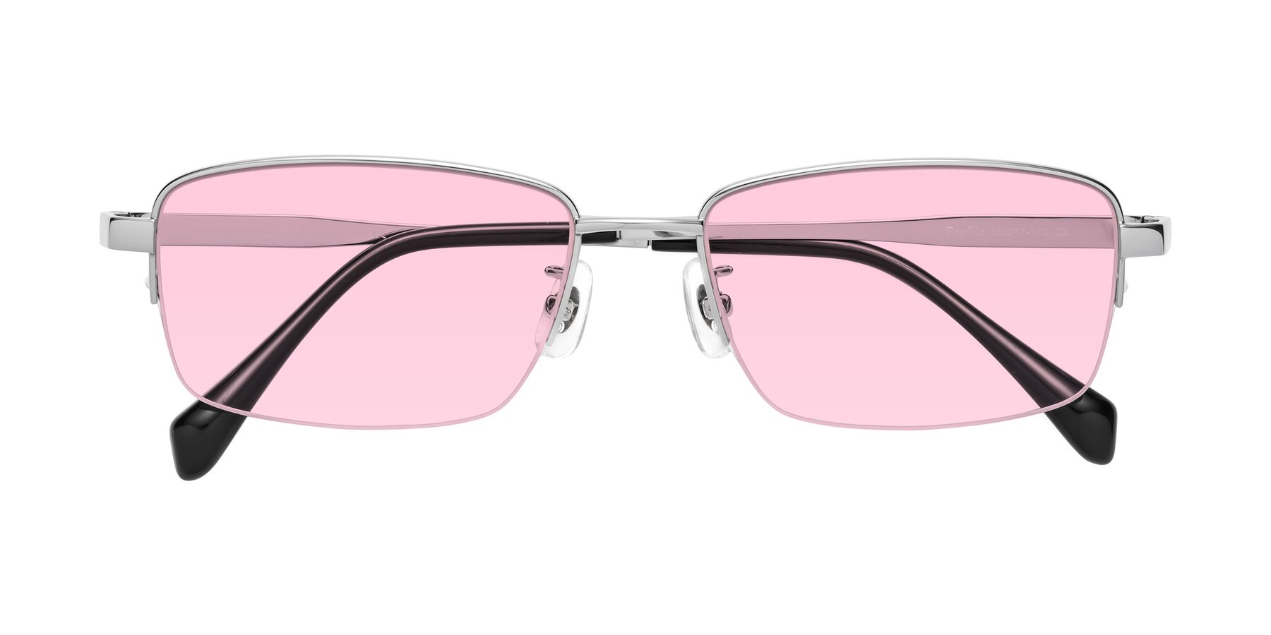 Folded Front of Profile in Silver with Light Pink Tinted Lenses