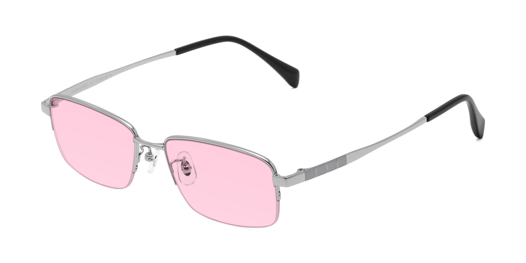 Angle of Profile in Silver with Light Pink Tinted Lenses