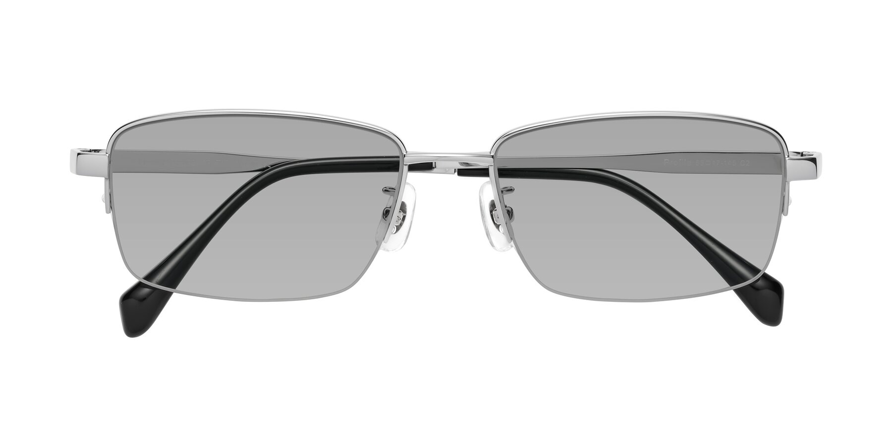 Folded Front of Profile in Silver with Light Gray Tinted Lenses