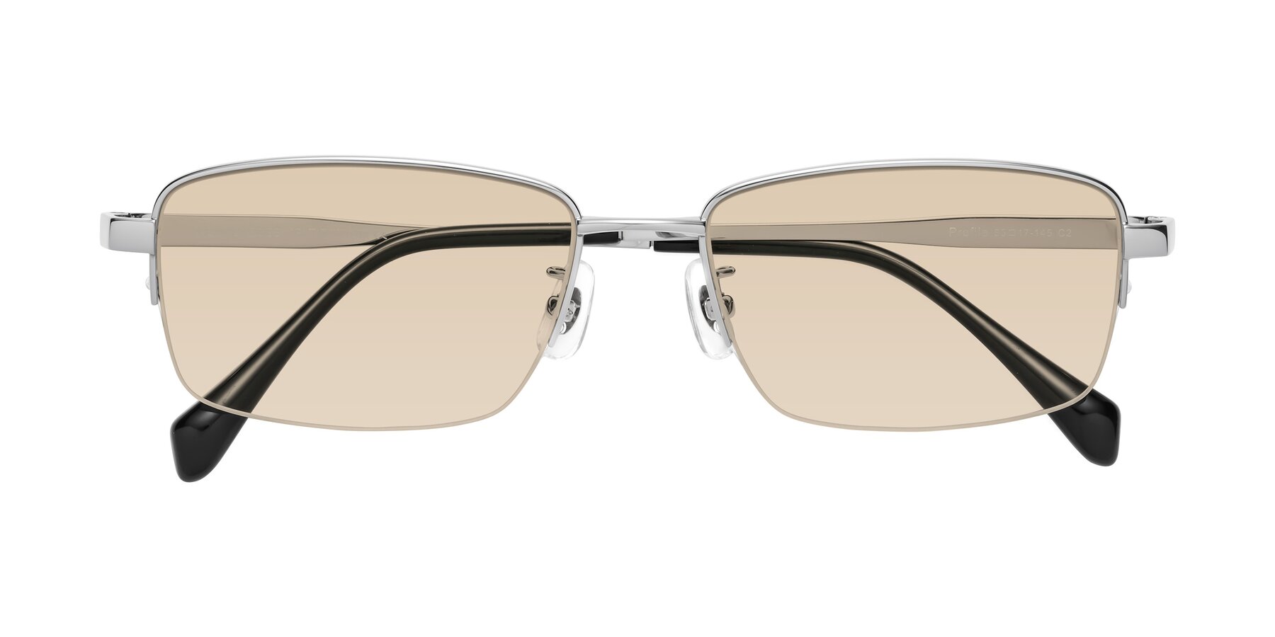 Folded Front of Profile in Silver with Light Brown Tinted Lenses