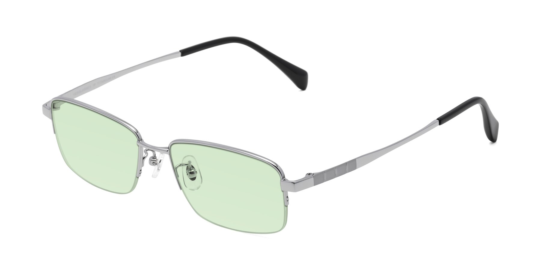 Angle of Profile in Silver with Light Green Tinted Lenses