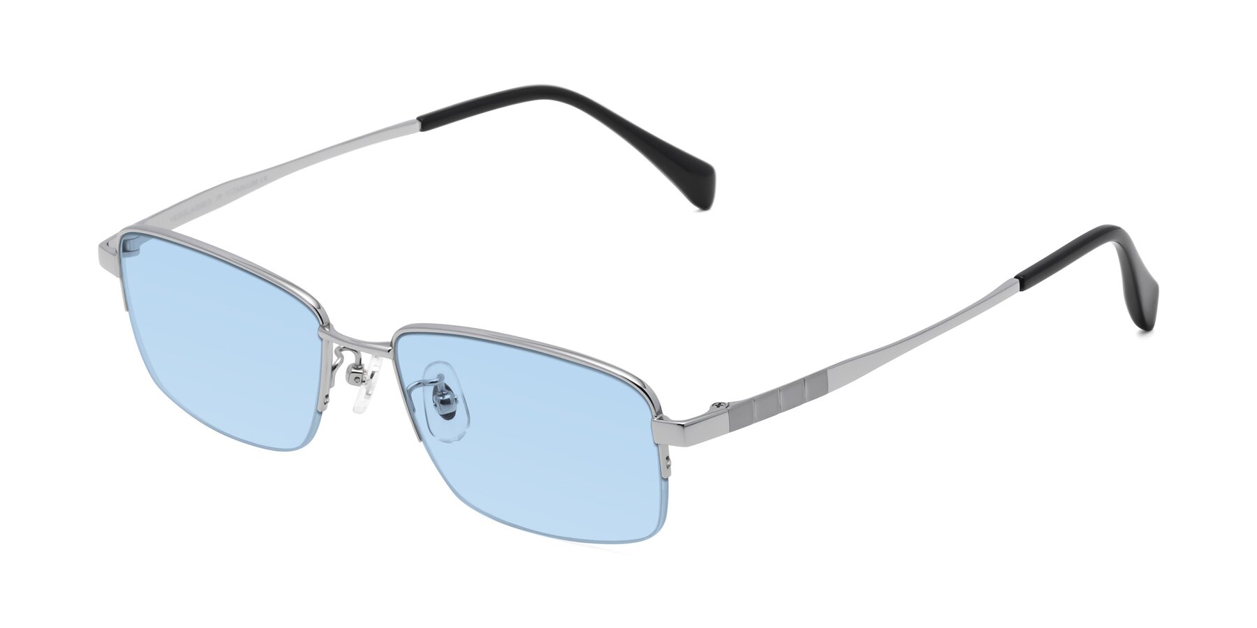 Angle of Profile in Silver with Light Blue Tinted Lenses