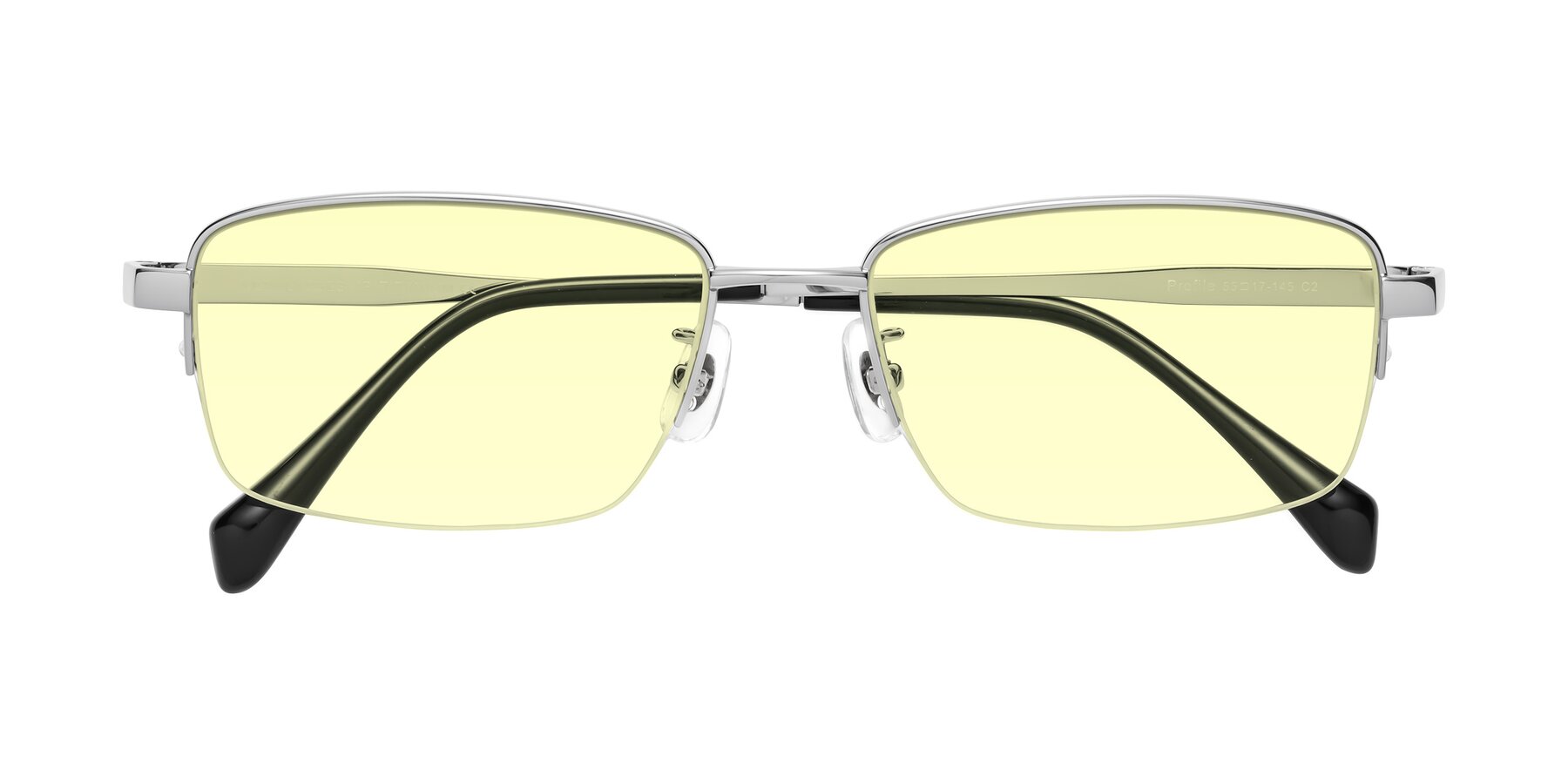 Folded Front of Profile in Silver with Light Yellow Tinted Lenses