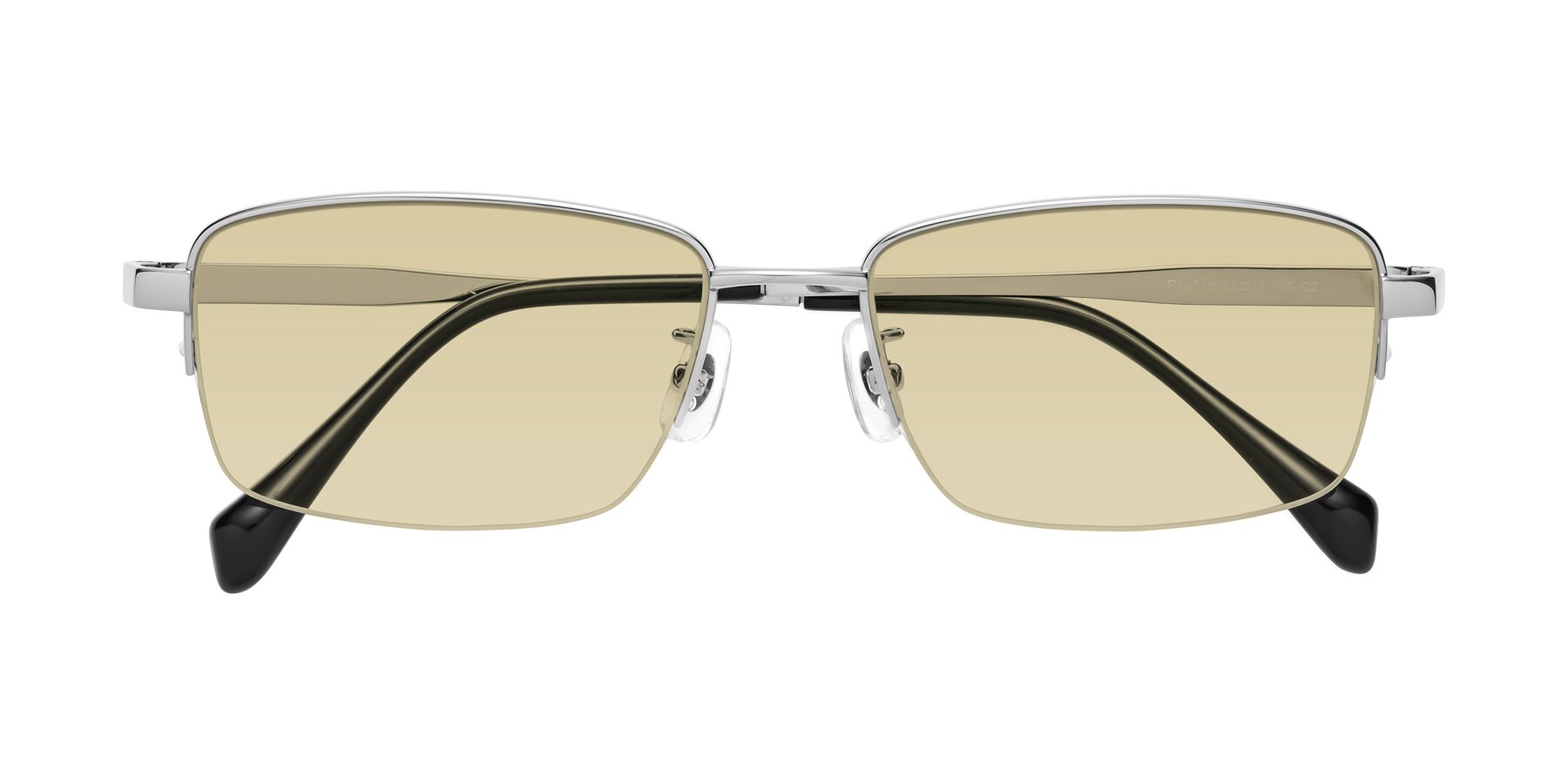 Folded Front of Profile in Silver with Light Champagne Tinted Lenses