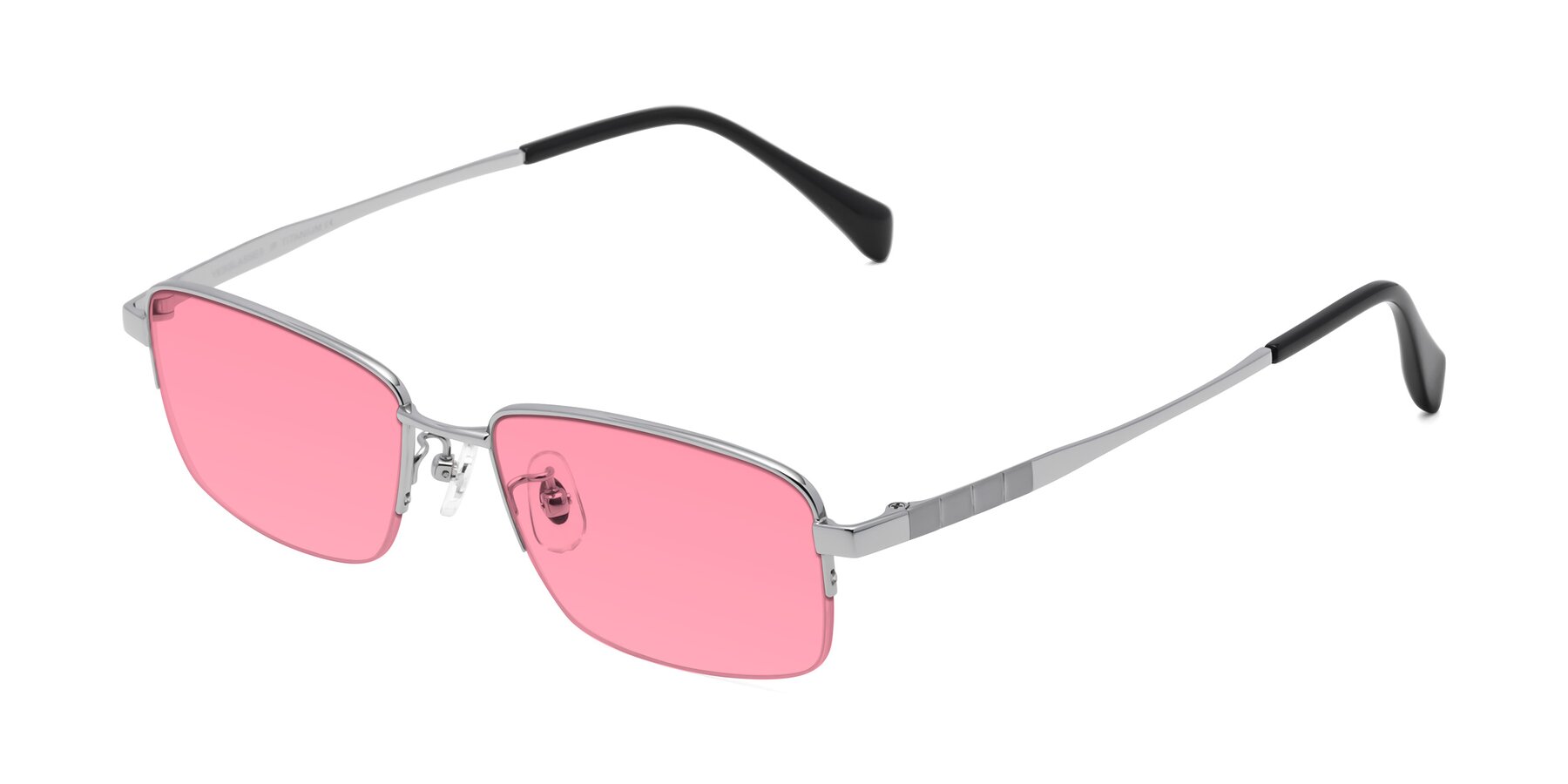 Angle of Profile in Silver with Pink Tinted Lenses