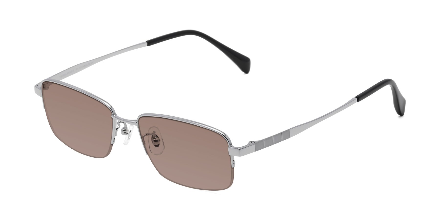 Angle of Profile in Silver with Medium Brown Tinted Lenses