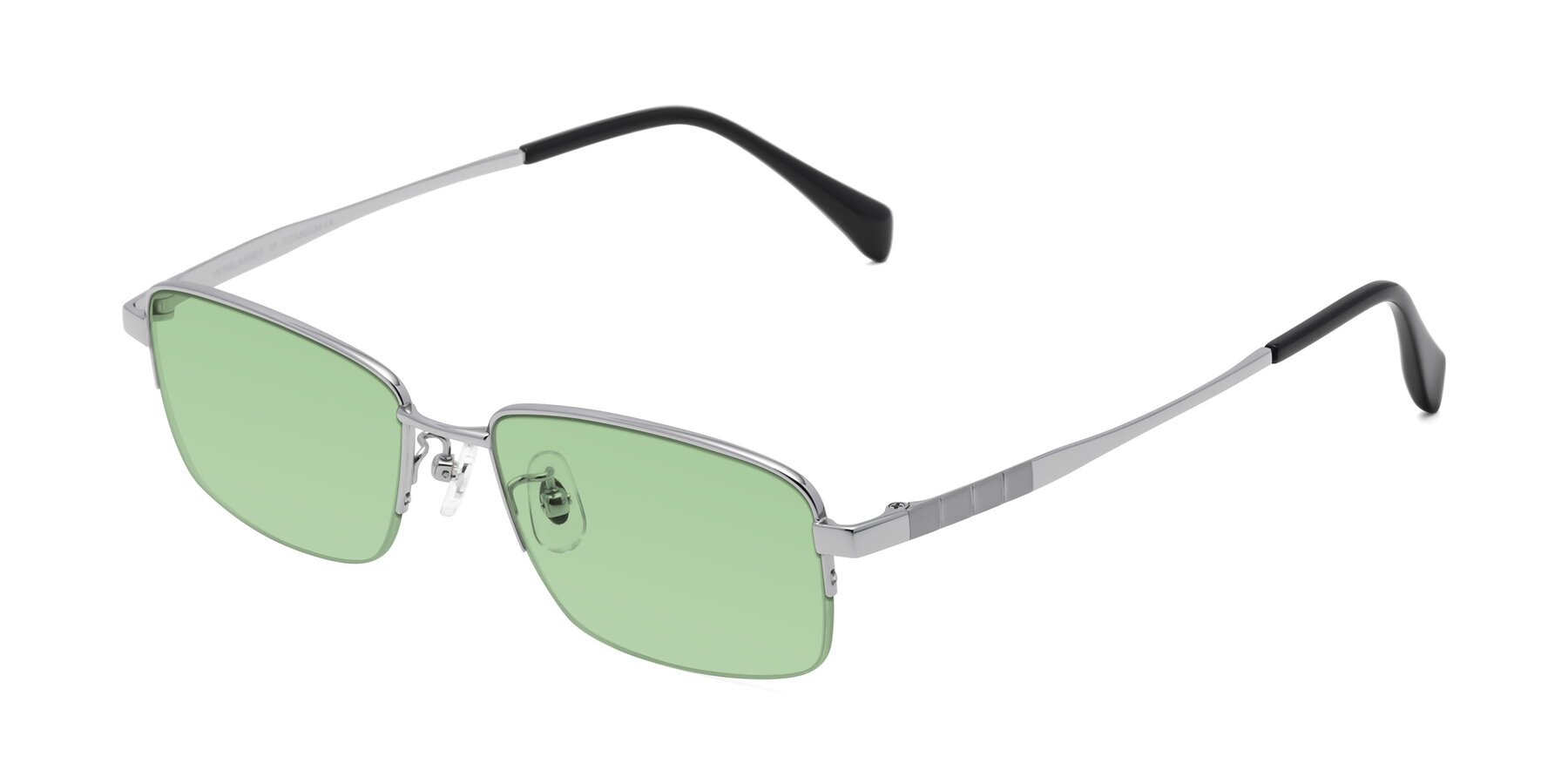 Angle of Profile in Silver with Medium Green Tinted Lenses