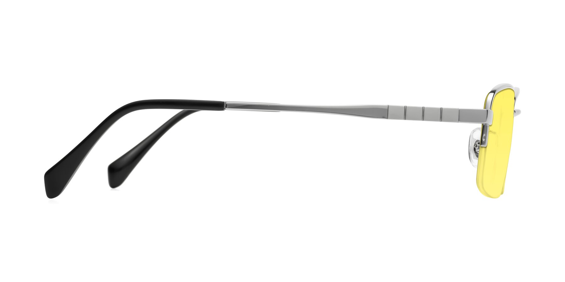 Side of Profile in Silver with Medium Yellow Tinted Lenses