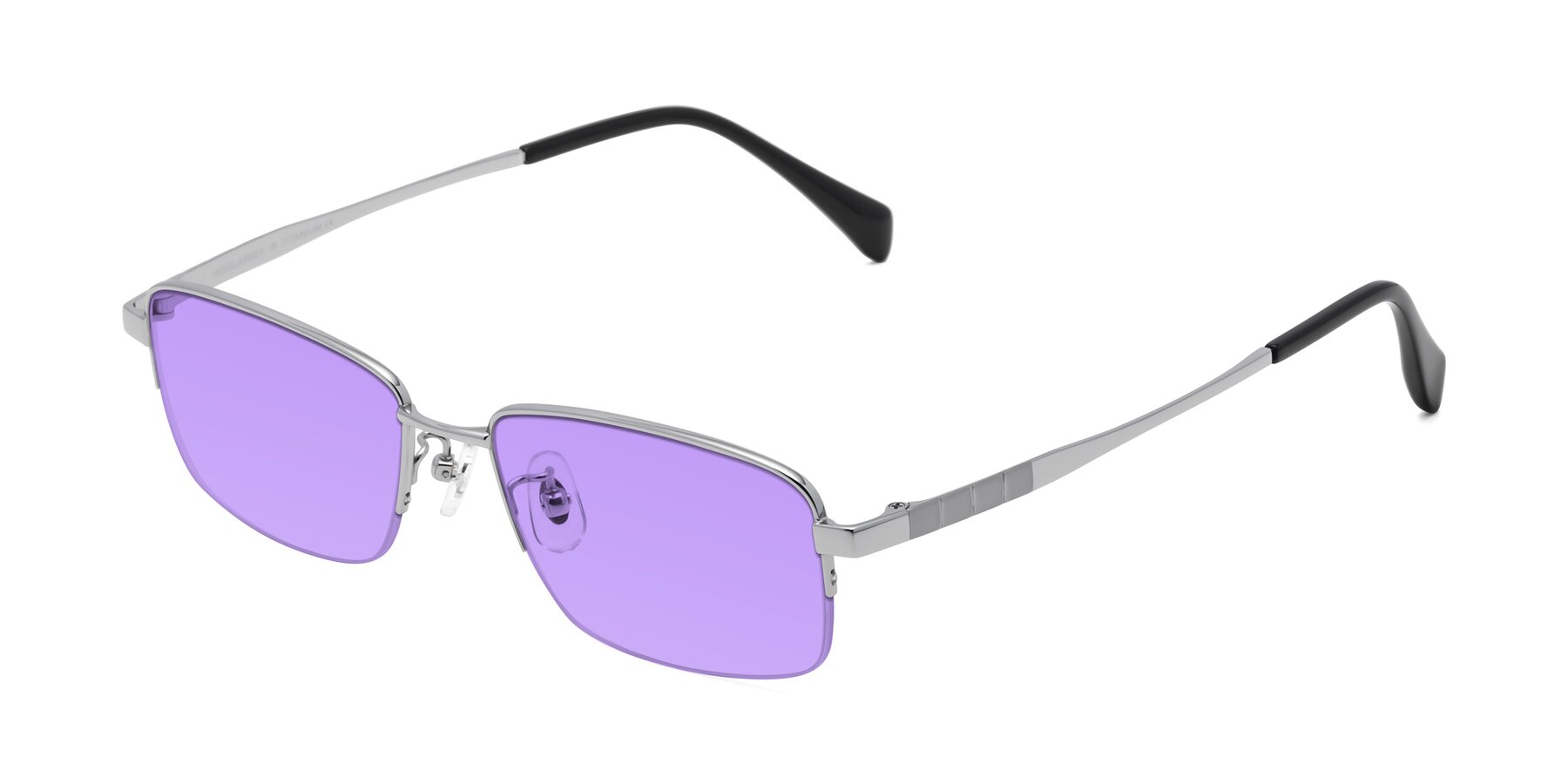 Angle of Profile in Silver with Medium Purple Tinted Lenses