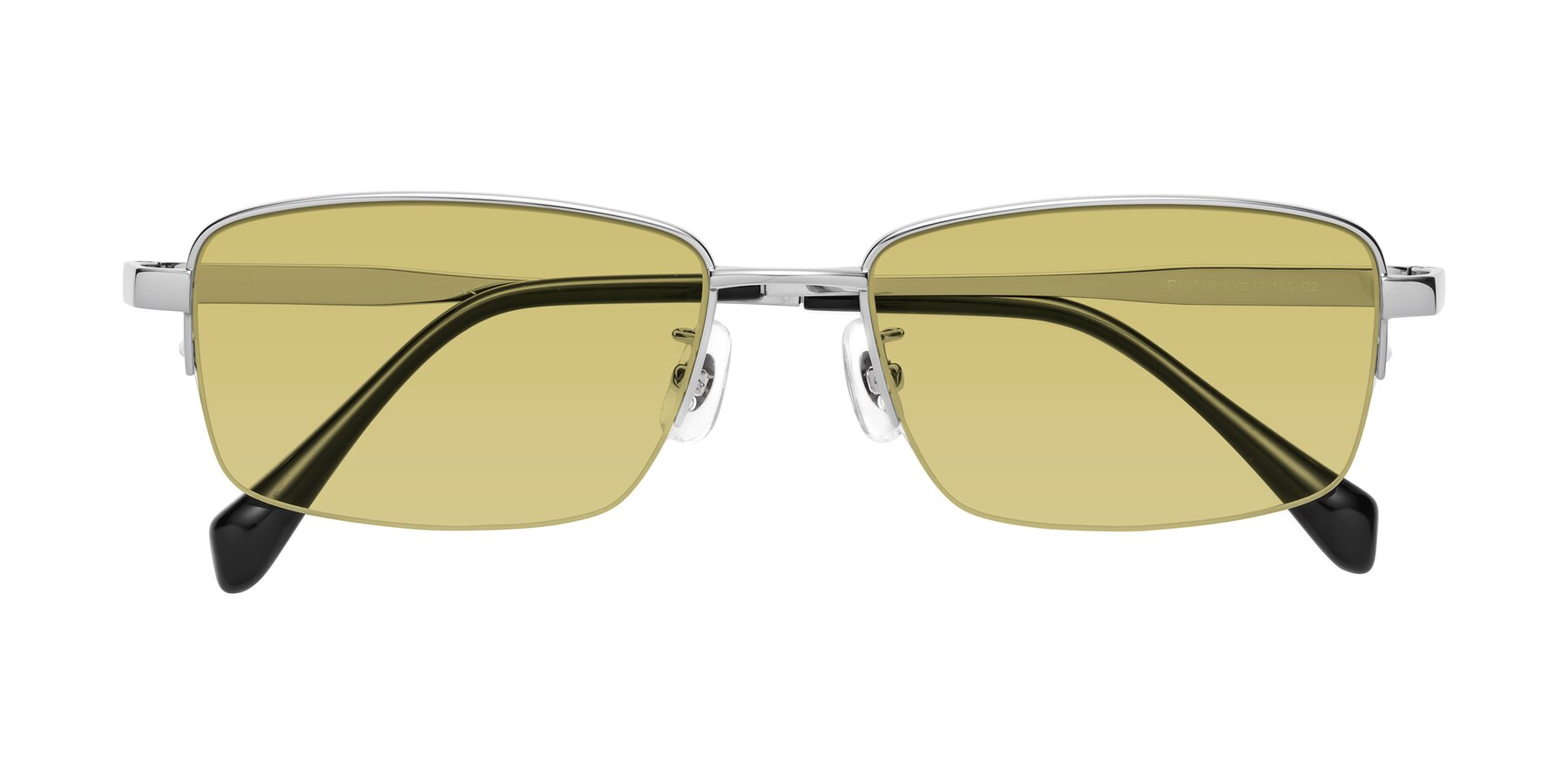 Folded Front of Profile in Silver with Medium Champagne Tinted Lenses