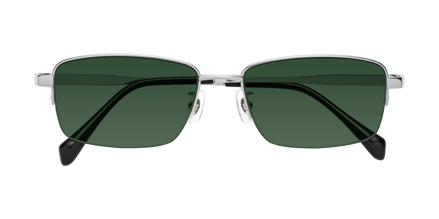 Folded Front of Profile in Silver with Green Tinted Lenses