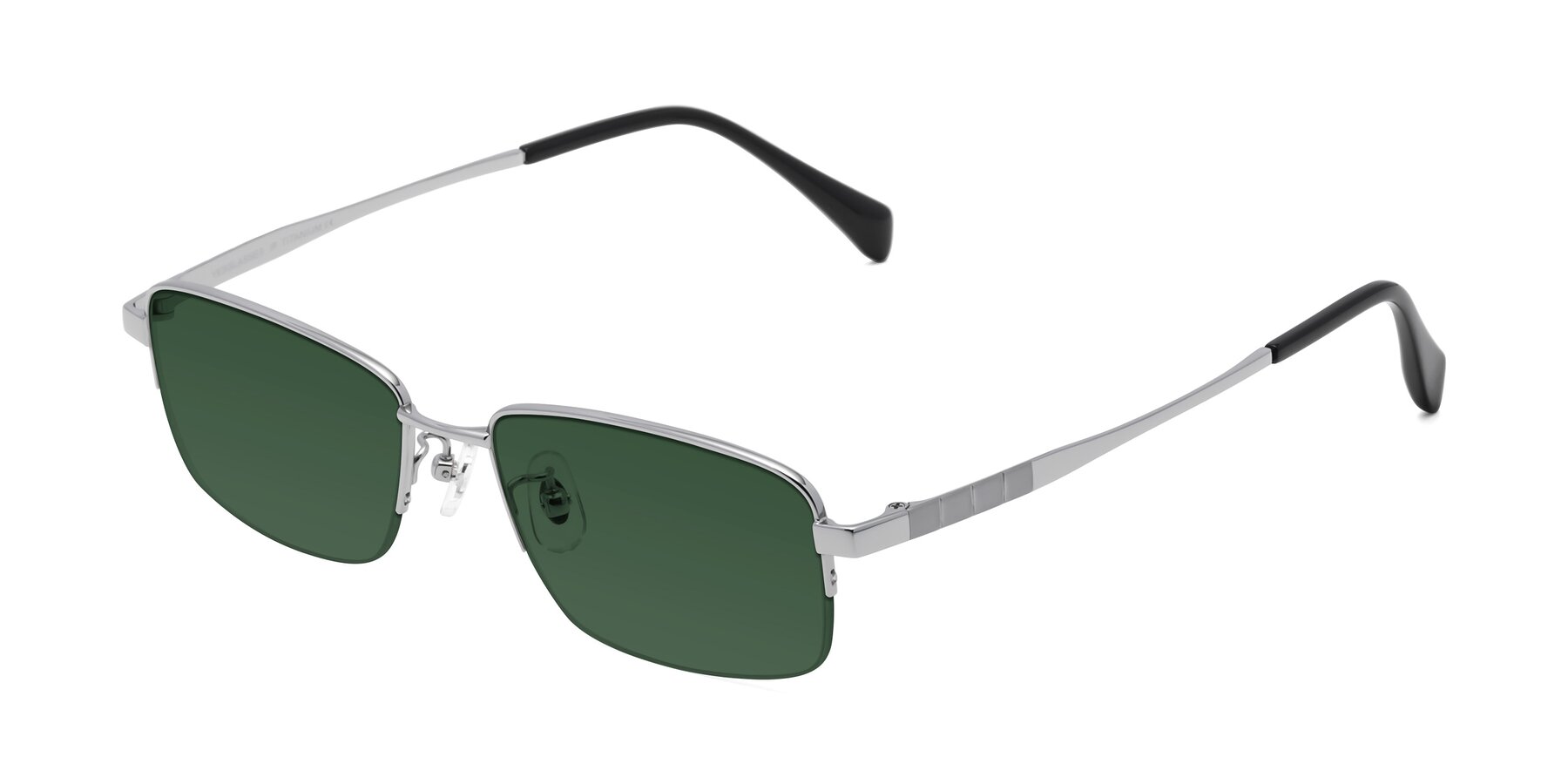 Angle of Profile in Silver with Green Tinted Lenses