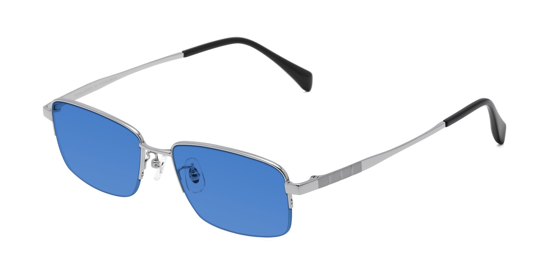 Angle of Profile in Silver with Blue Tinted Lenses