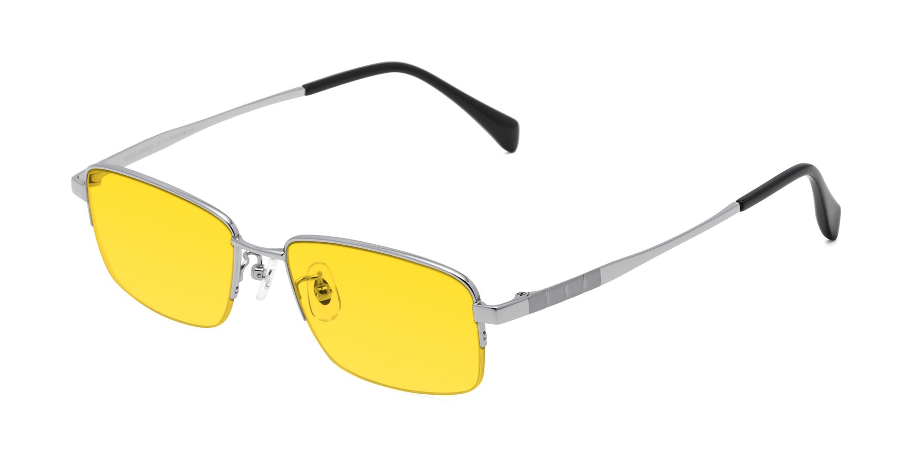 Angle of Profile in Silver with Yellow Tinted Lenses