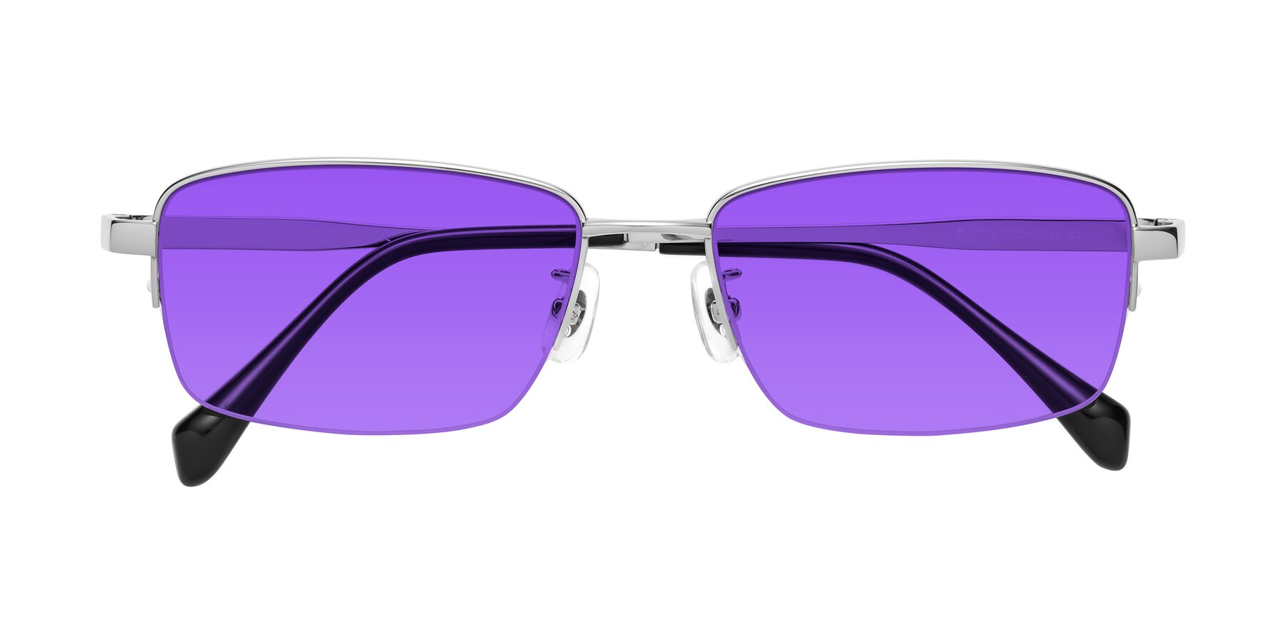 Folded Front of Profile in Silver with Purple Tinted Lenses