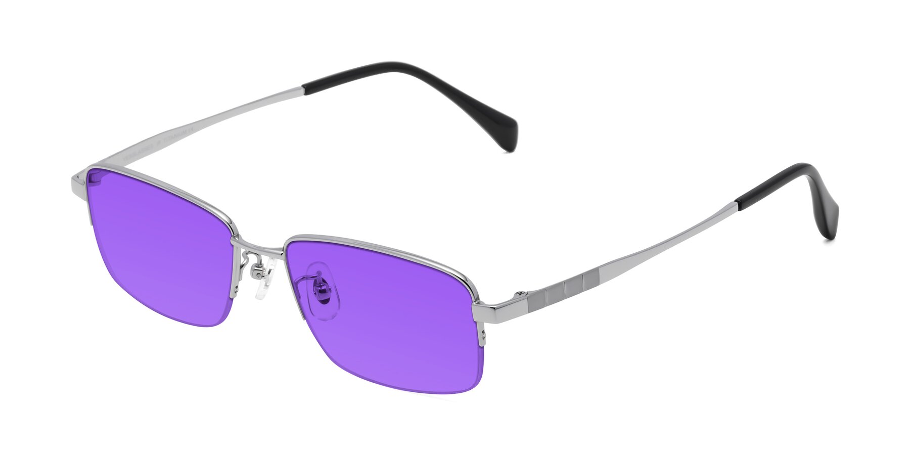 Angle of Profile in Silver with Purple Tinted Lenses