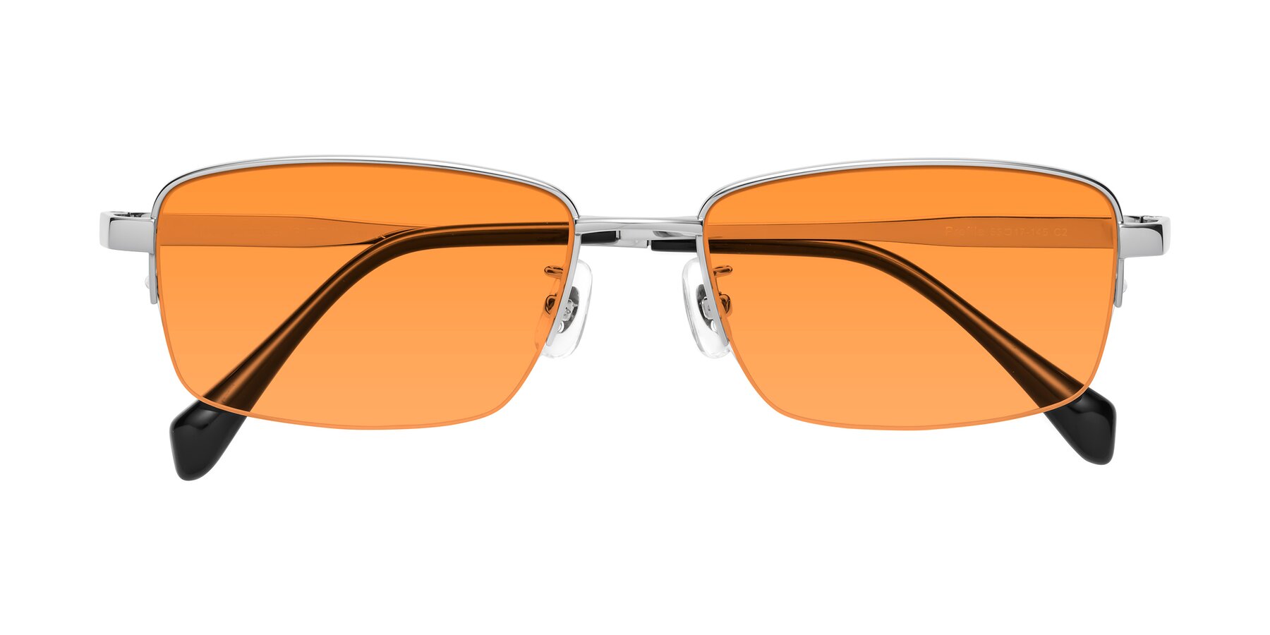 Folded Front of Profile in Silver with Orange Tinted Lenses