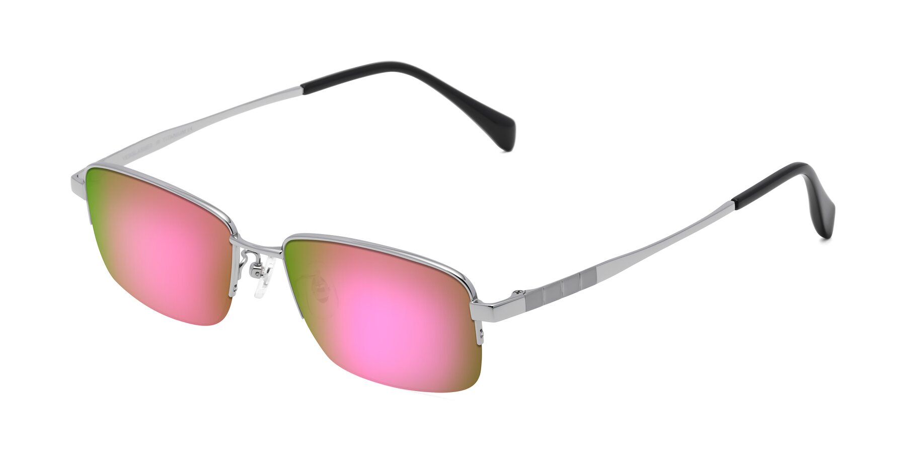 Angle of Profile in Silver with Pink Mirrored Lenses