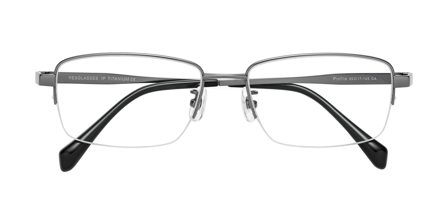 Folded Front of Profile in Gunmetal with Clear Blue Light Blocking Lenses