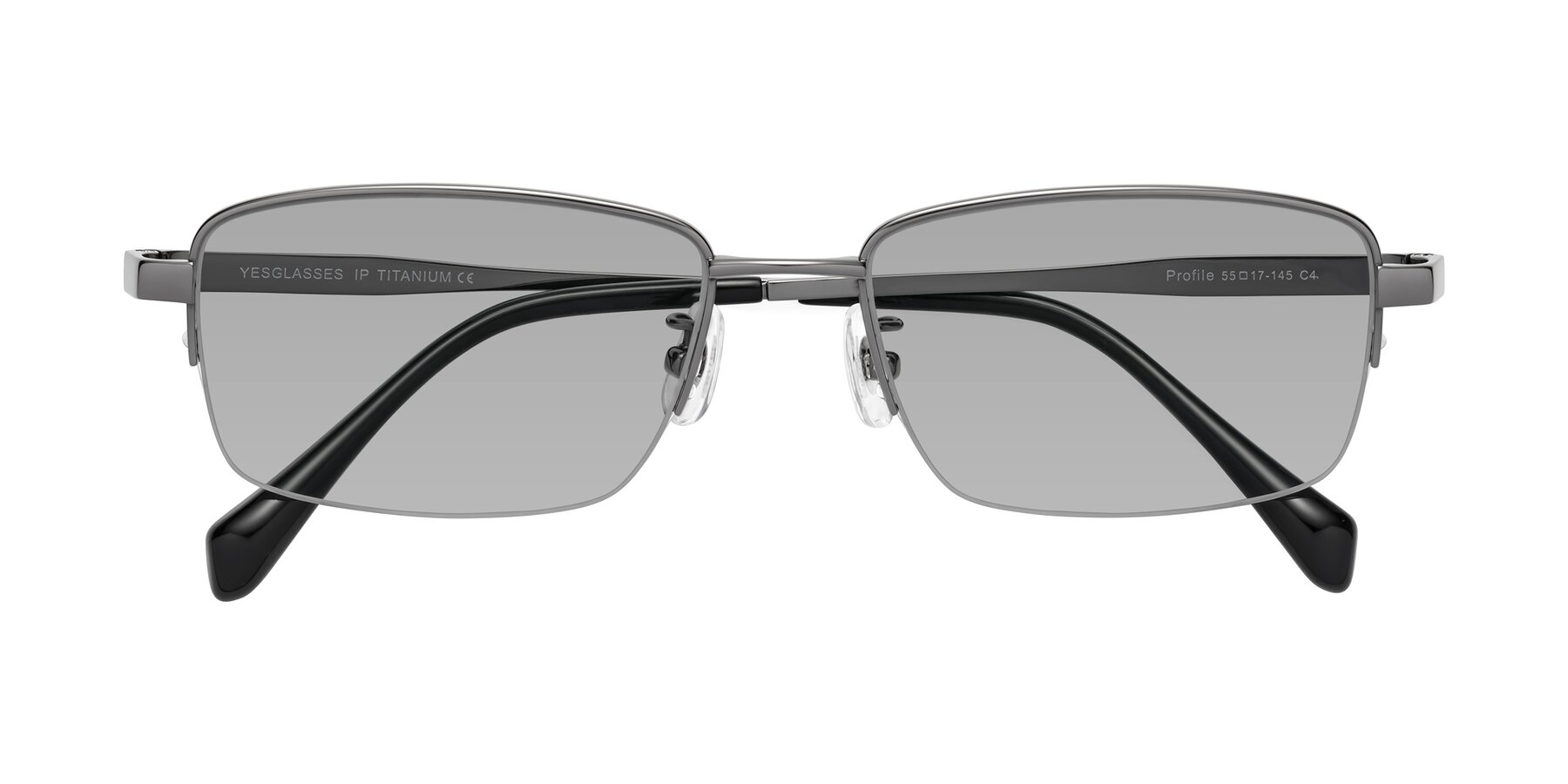 Folded Front of Profile in Gunmetal with Light Gray Tinted Lenses