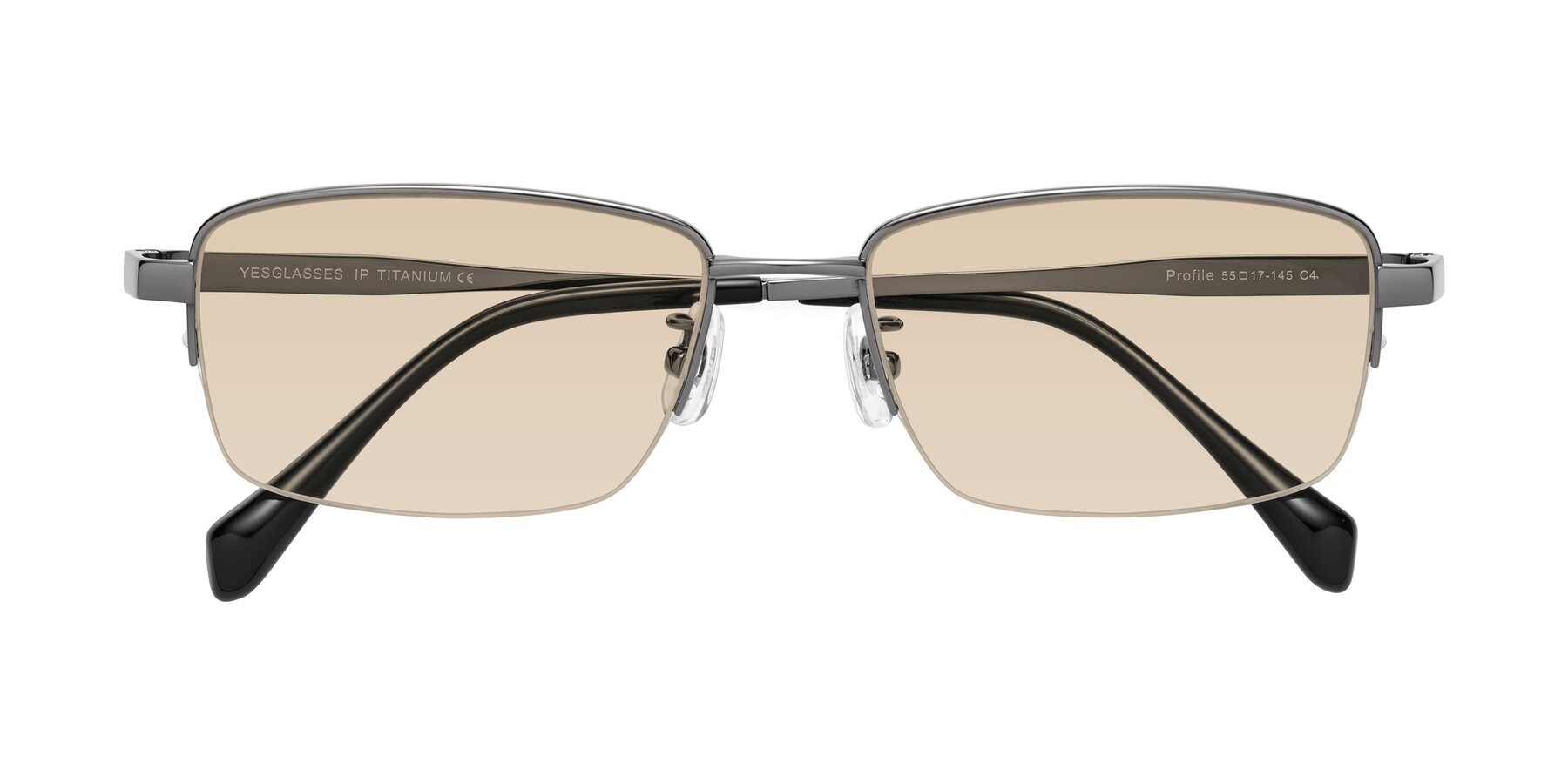 Folded Front of Profile in Gunmetal with Light Brown Tinted Lenses