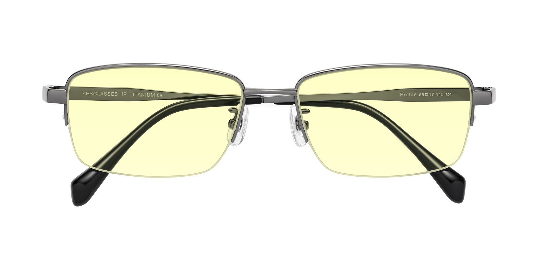 Folded Front of Profile in Gunmetal with Light Yellow Tinted Lenses